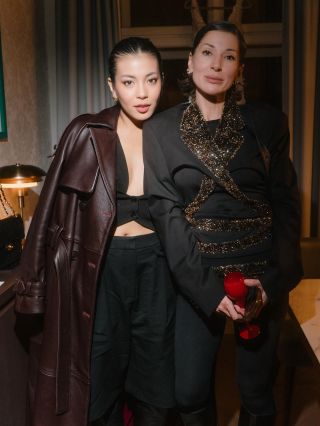 Guests who arrived for the presentation of the On The Boat collection made from deadstock Swarovski crystals.” at the...