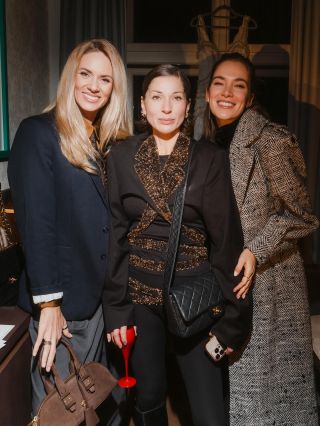 Guests who arrived for the presentation of the On The Boat collection made from deadstock Swarovski crystals.” at the...