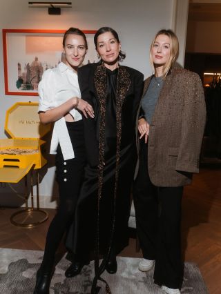 Guests who arrived for the presentation of the On The Boat collection made from deadstock Swarovski crystals.” at the...
