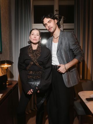 Guests who arrived for the presentation of the On The Boat collection made from deadstock Swarovski crystals.” at the...
